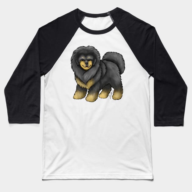 Dog - Tibetan Mastiff - Black and Tan Baseball T-Shirt by Jen's Dogs Custom Gifts and Designs